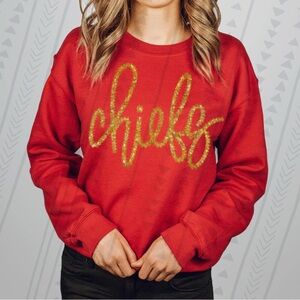 Plus Size KC Chiefs Faux Sparkle Garland Sweatshirt